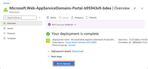 azureappservicemanage|Managing an App Service Domain .